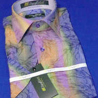 Фиолетово-зеленая приталенная рубашка арт.: 1574sk 88